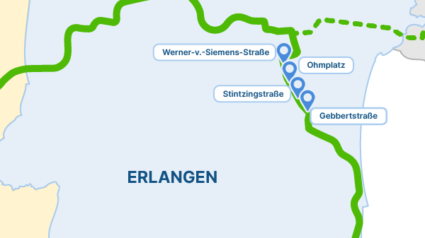 Die StUB-Strecke: Nürnberger Straße