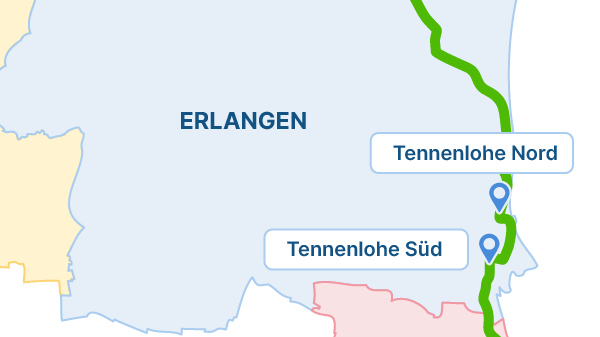 Die StUB-Strecke: Tennenlohe