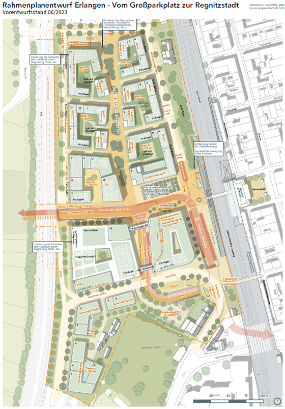 Vorplanungsstand der Regnitzstadt in Erlangen