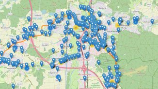 Eingereichte Ideen für den Streckenverlauf: Pins auf einer Karte